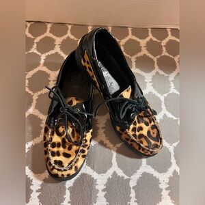 Sebago Dockside’s Spinnaker Leopard Print Flats with Black Patent Details 7.5